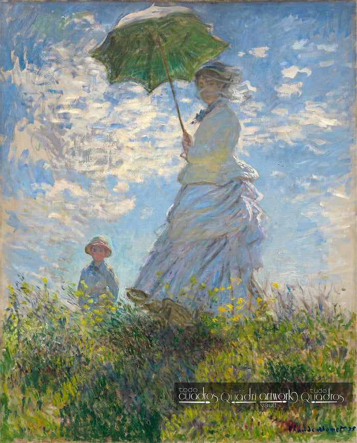 La passeggiata (Camille Monet con il figlio Jean sulla collina), Monet
