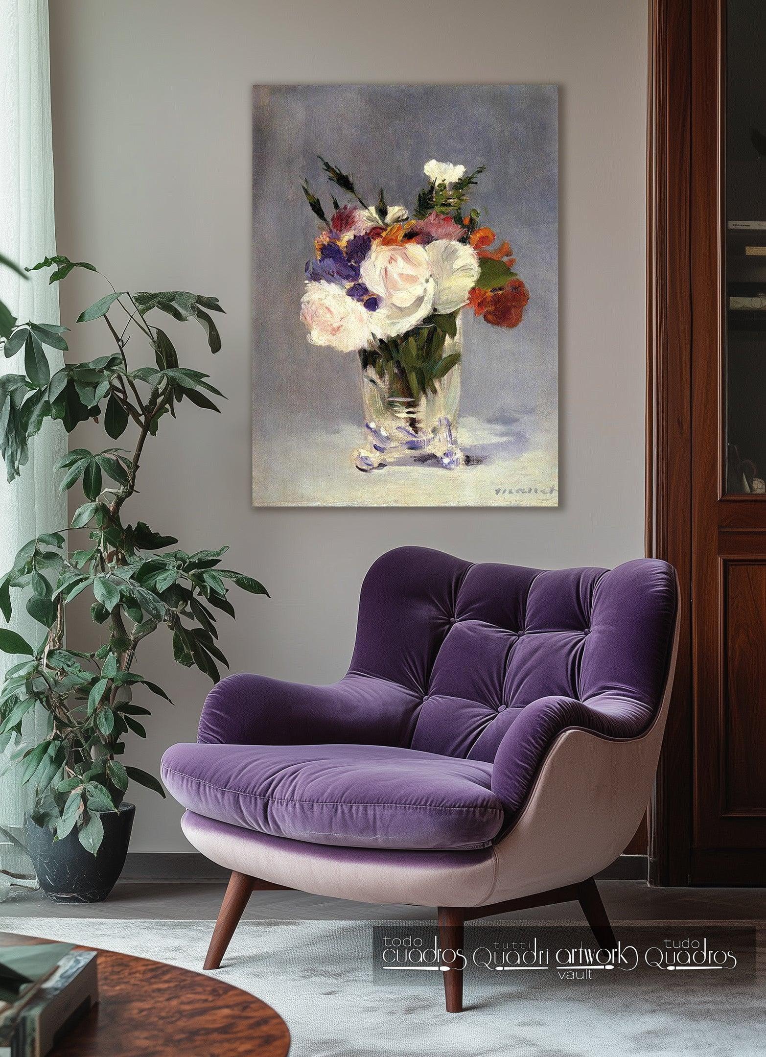 Fiori in un vaso di cristallo, Manet