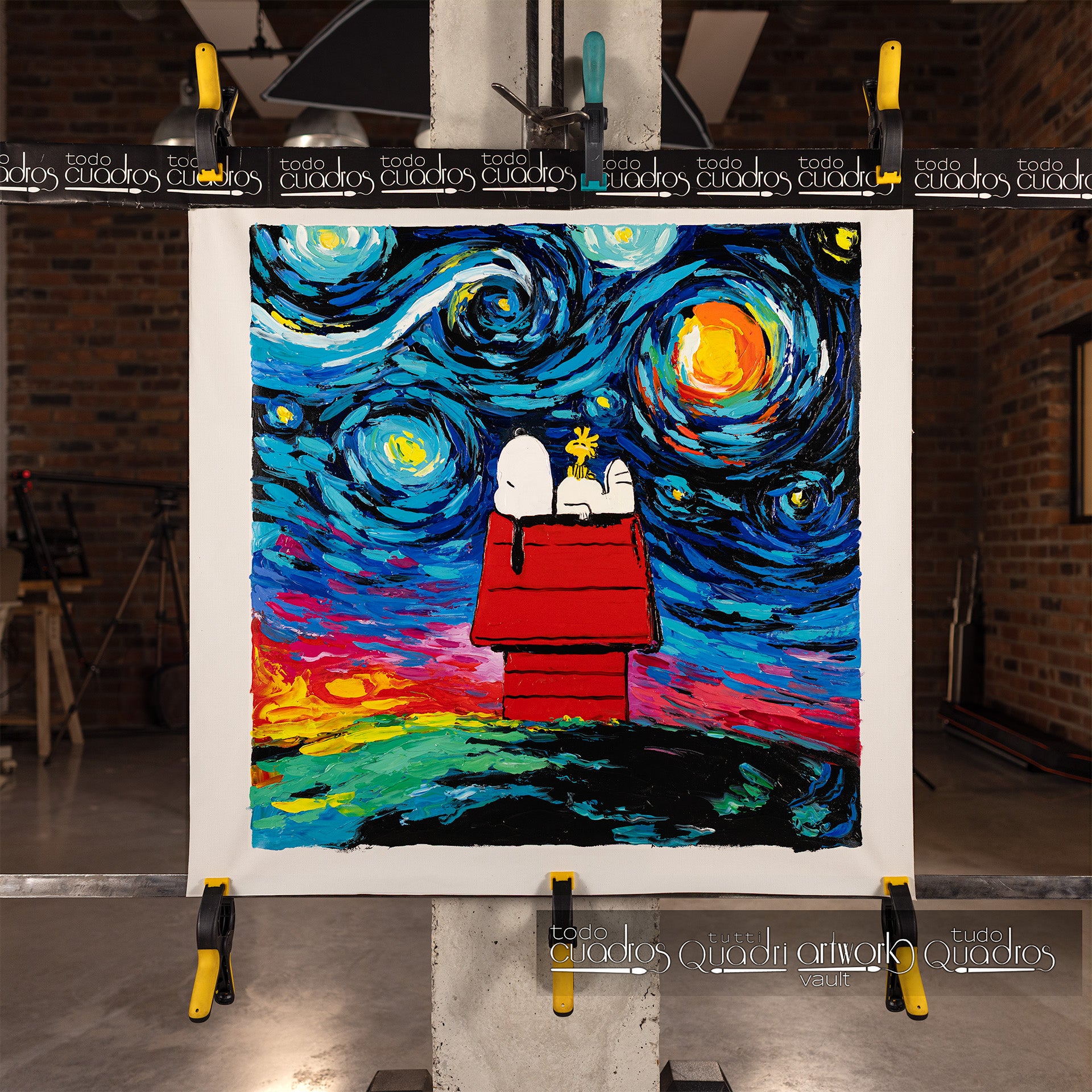 Snoopy nella notte stellata, olio