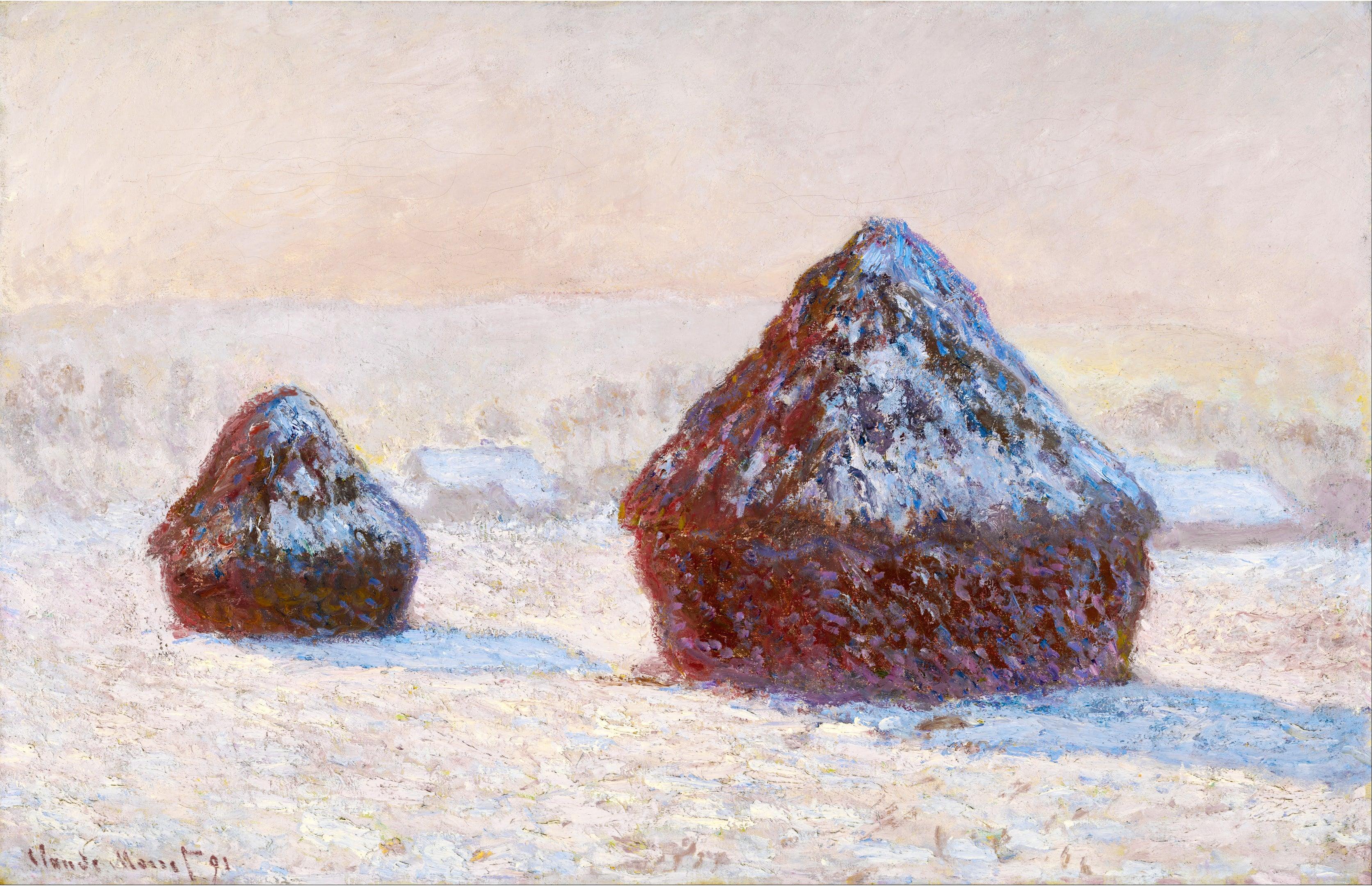 Covoni, effetto di neve, il mattino, Monet