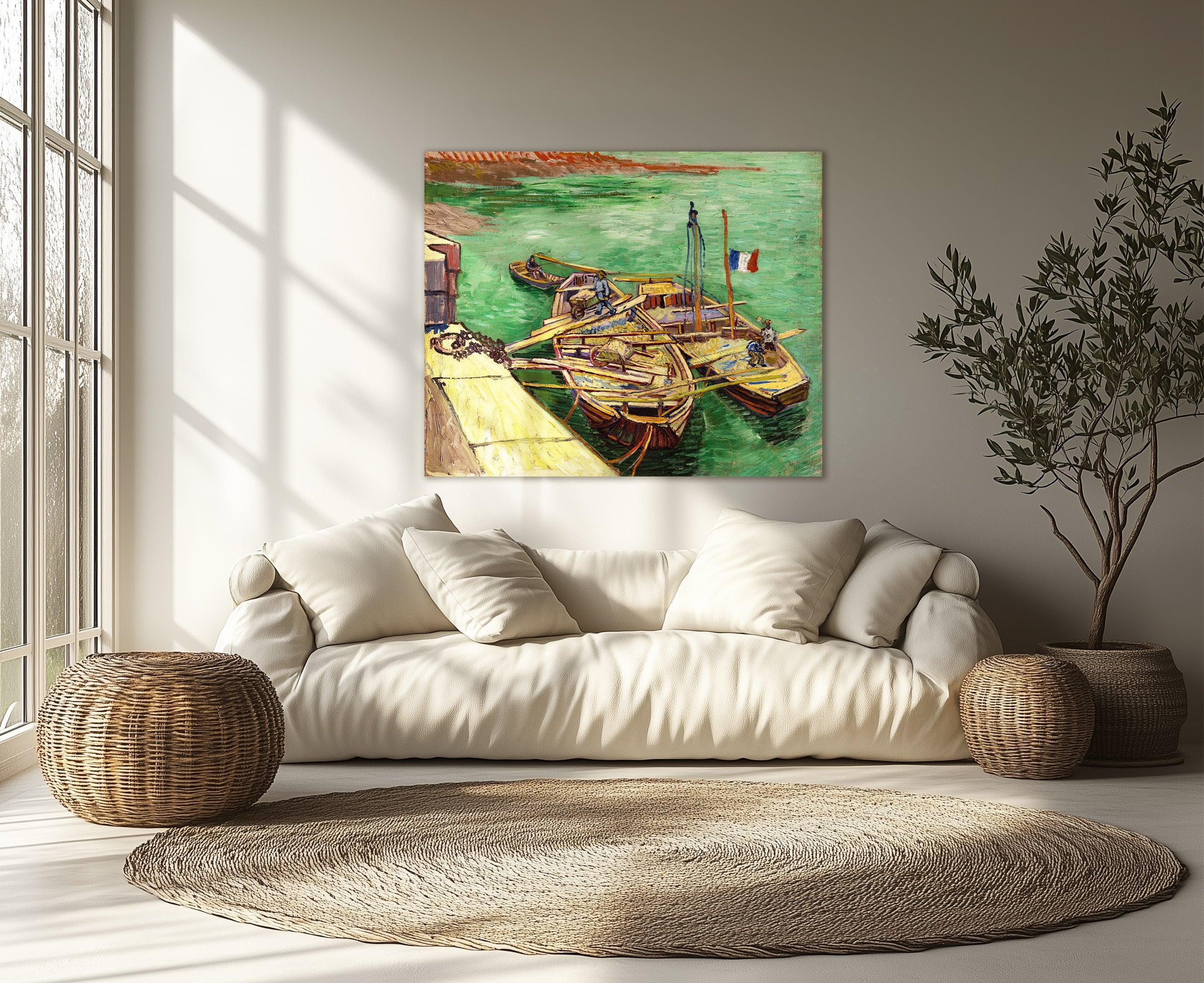 Banchina con uomini che scaricano barconi da sabbia, Van Gogh