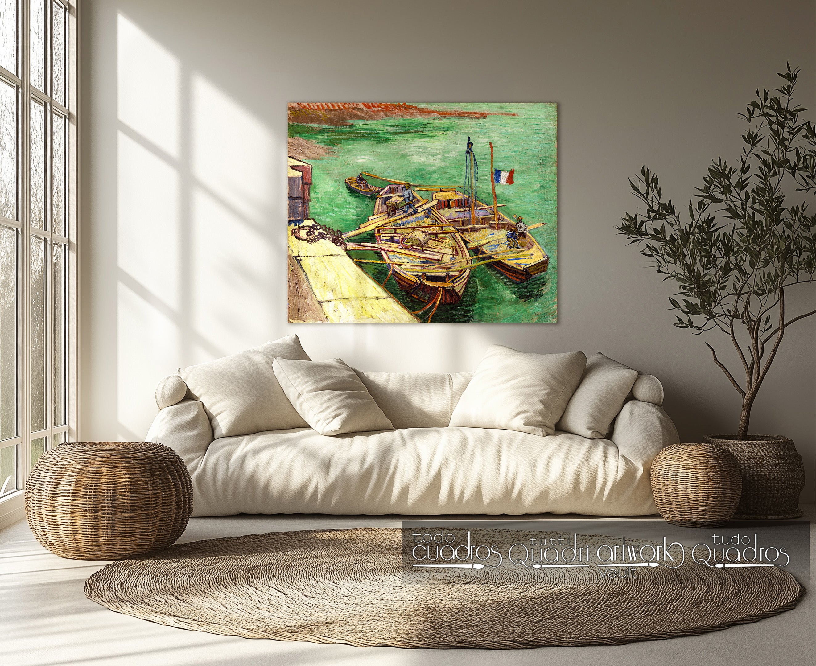 Banchina con uomini che scaricano barconi da sabbia, Van Gogh