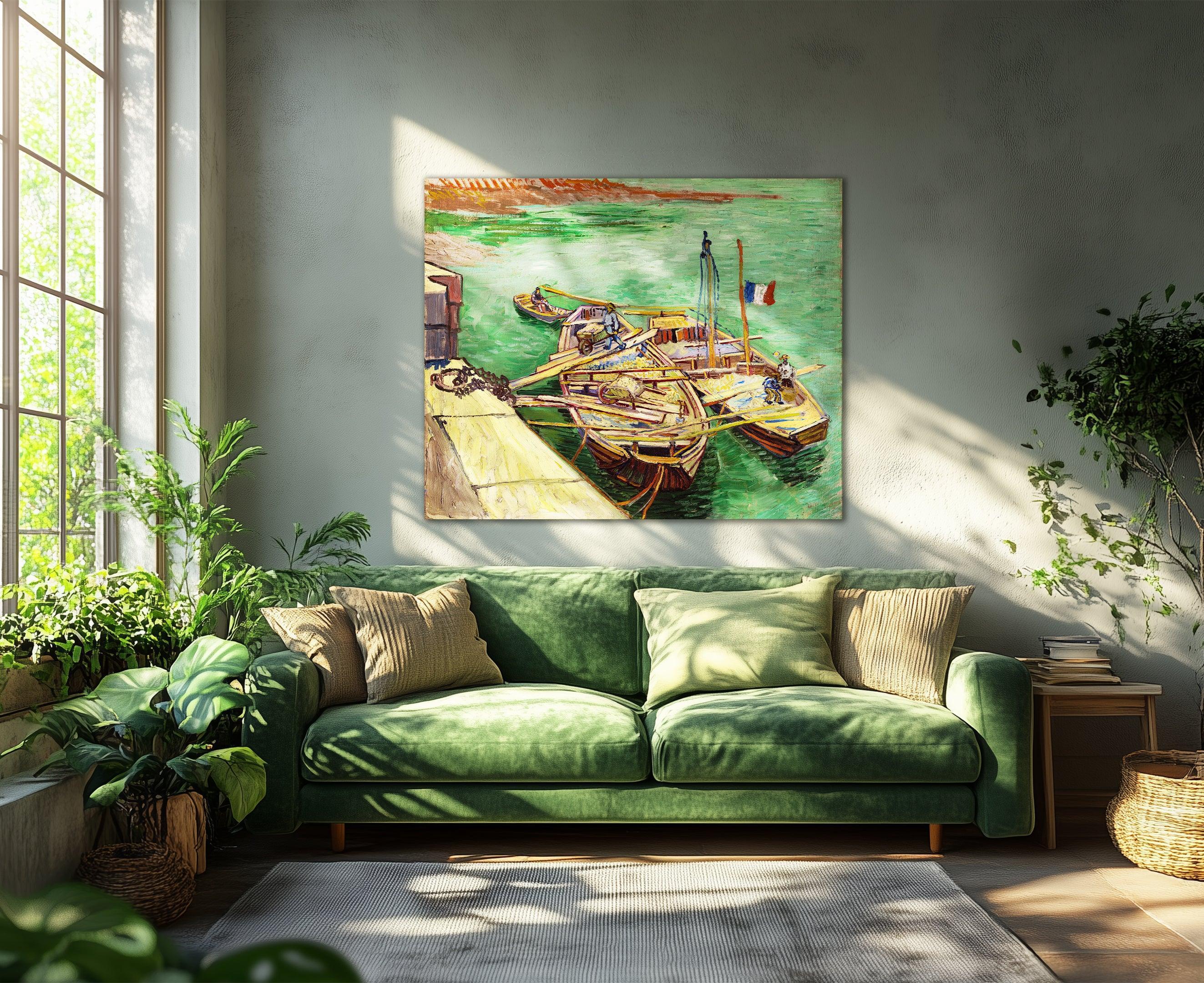 Banchina con uomini che scaricano barconi da sabbia, Van Gogh