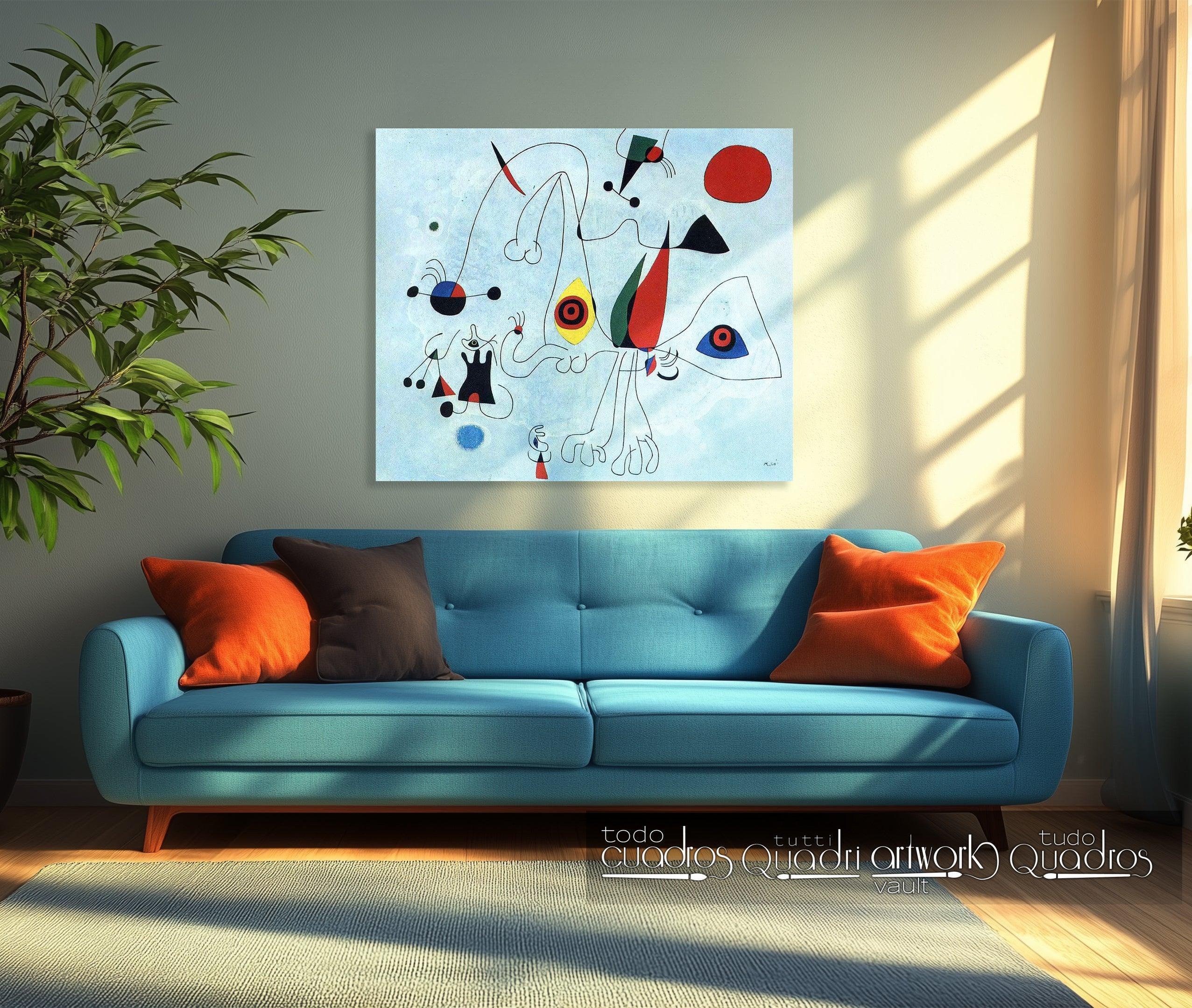 Donna e uccelli all'alba, Miró