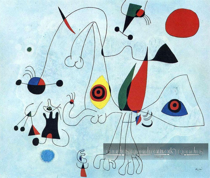 Donna e uccelli all'alba, Miró