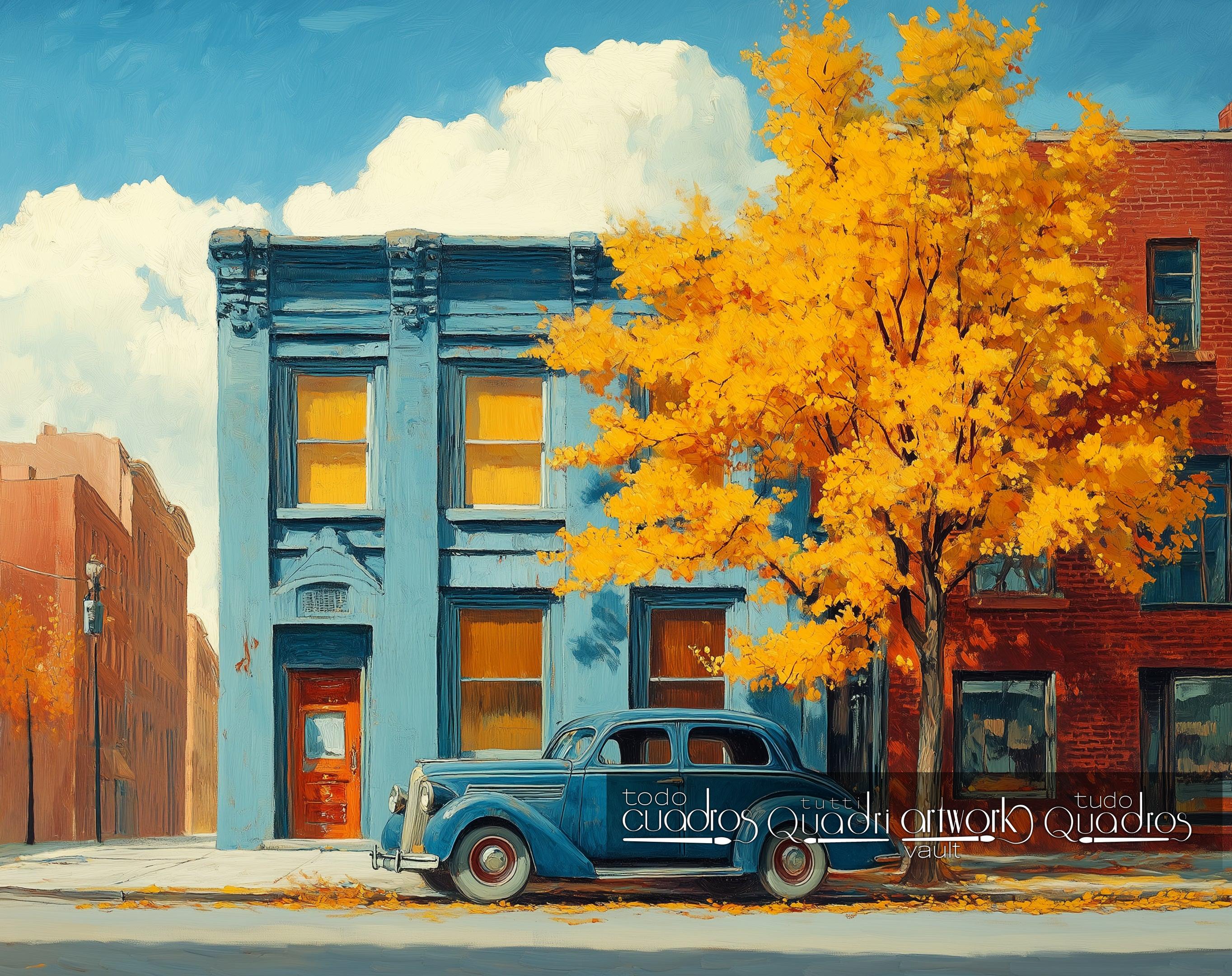 Strada d'autunno, stile Hopper