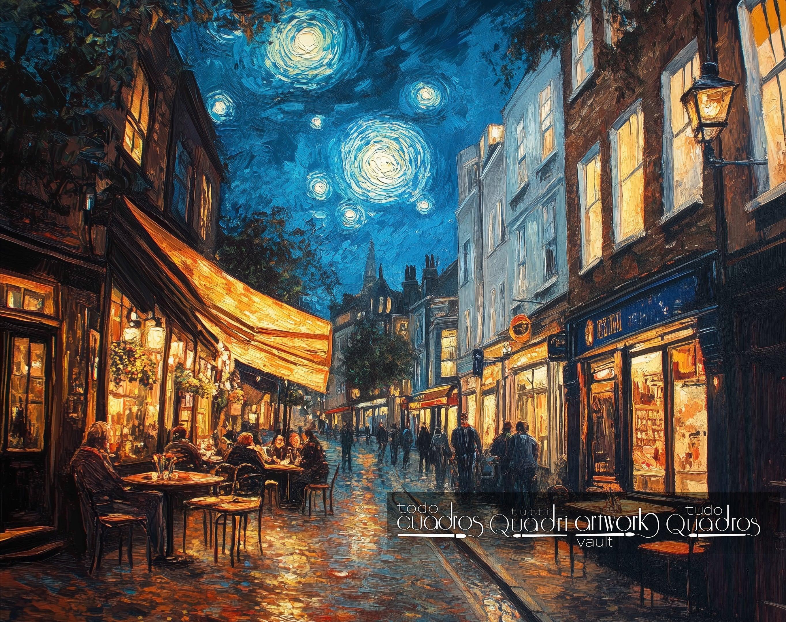 Riflessi di una notte sulla terrazza, stile Van Gogh