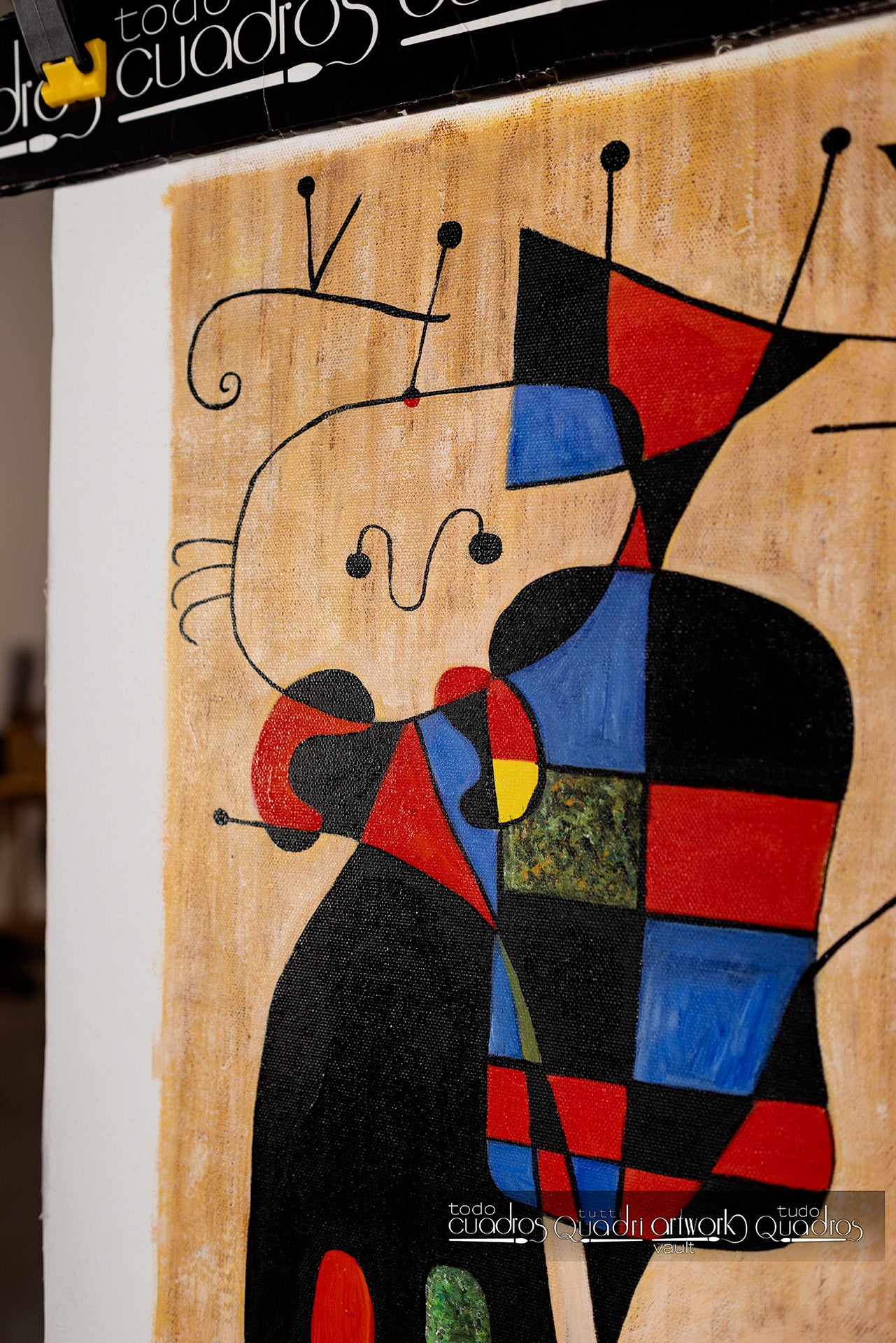 Figure e cane davanti al sole, Miró