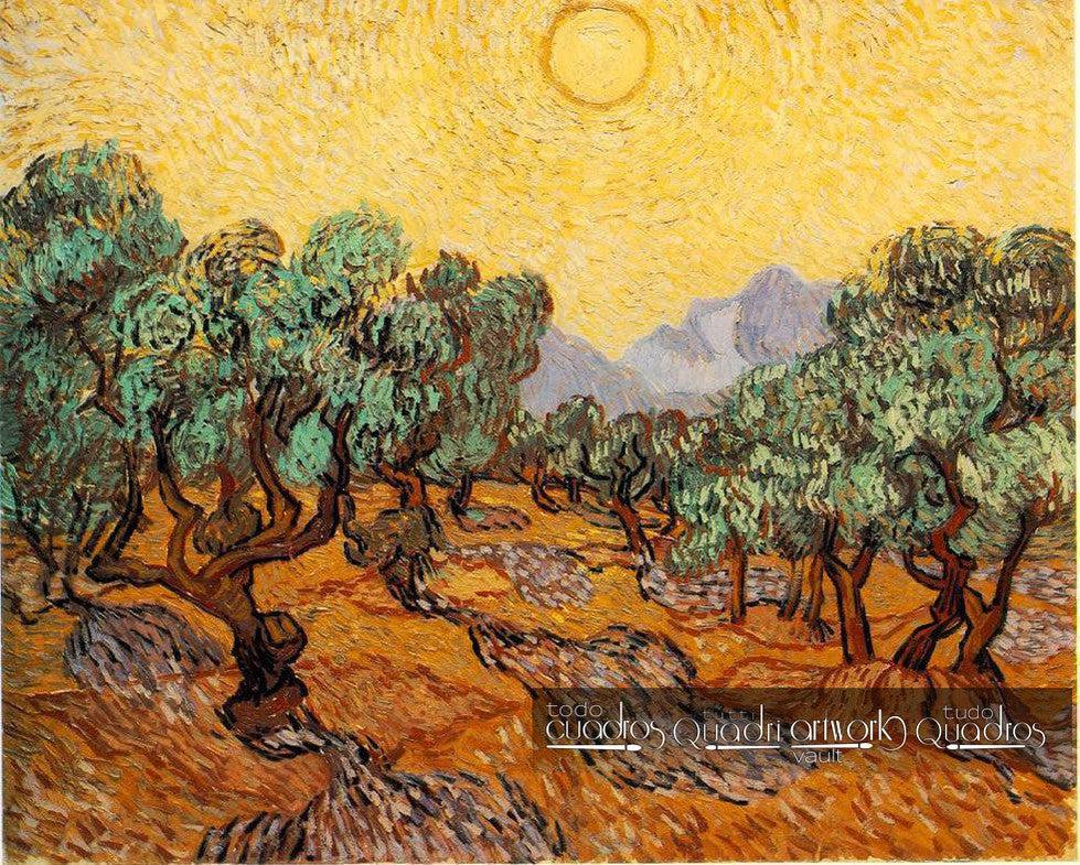 Ulivi con cielo giallo e sole, Van Gogh